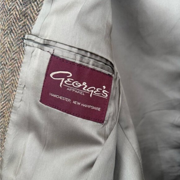 SOLD Vtg Harris Tweed Herringbone Blazer Size 38 R Brown Single Breast 70s 80s - Picture 8 of 9